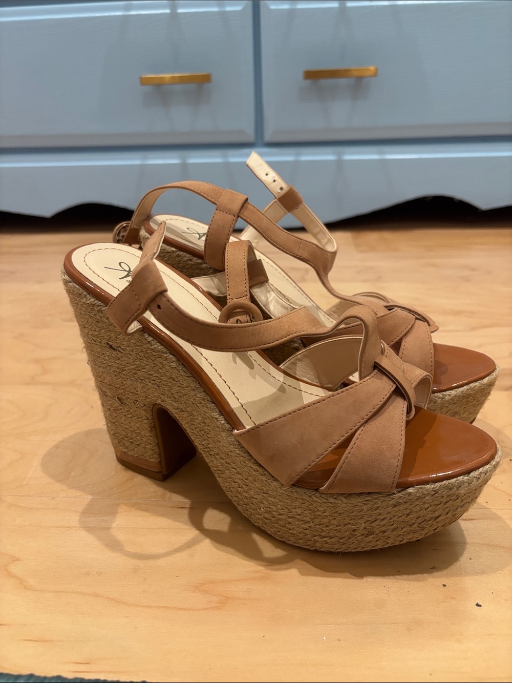 Tan Platform Espadrille Wedge Sandals